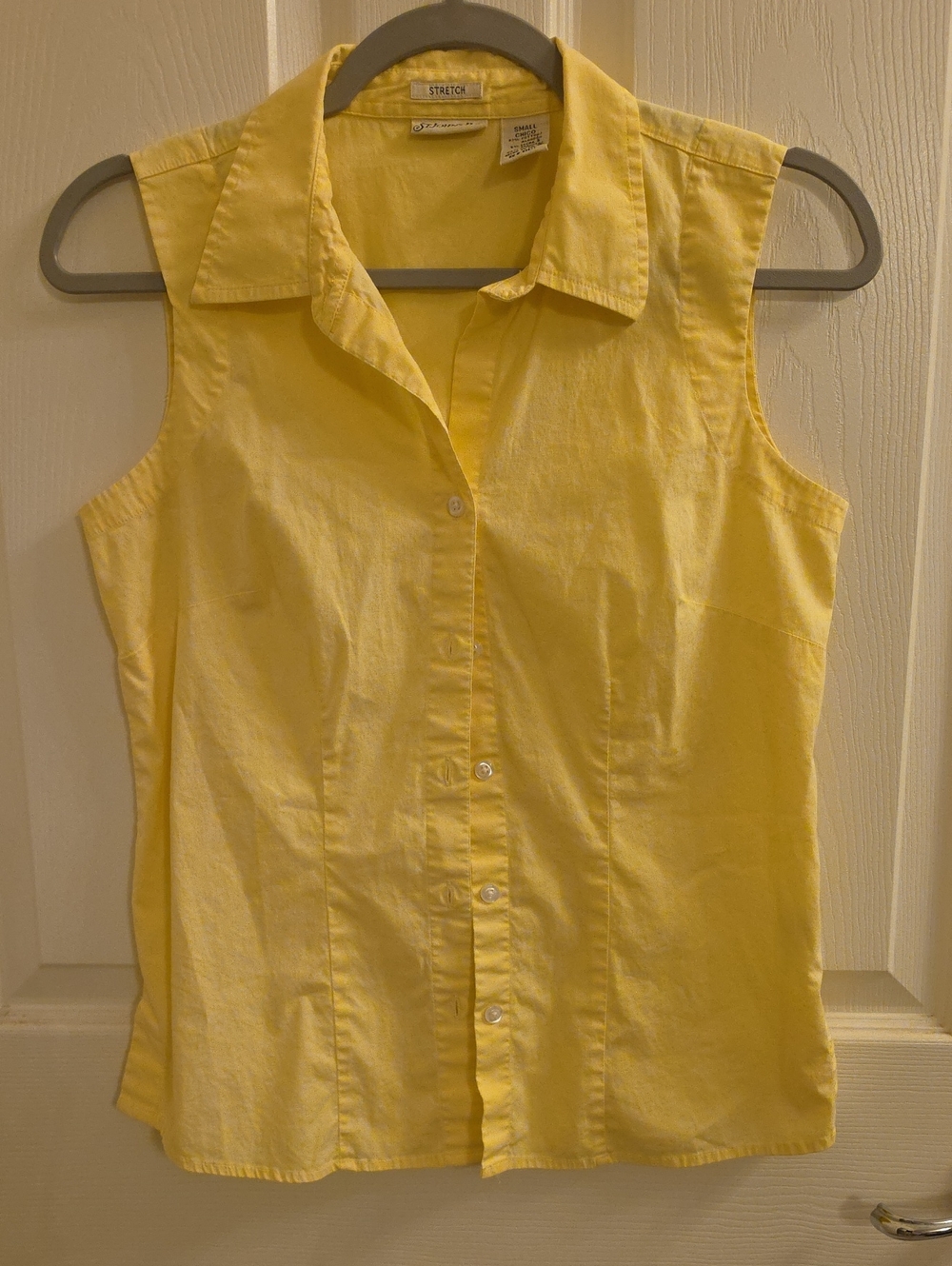 St. John's Bay Yellow Sleeveless Button-Front Shirt